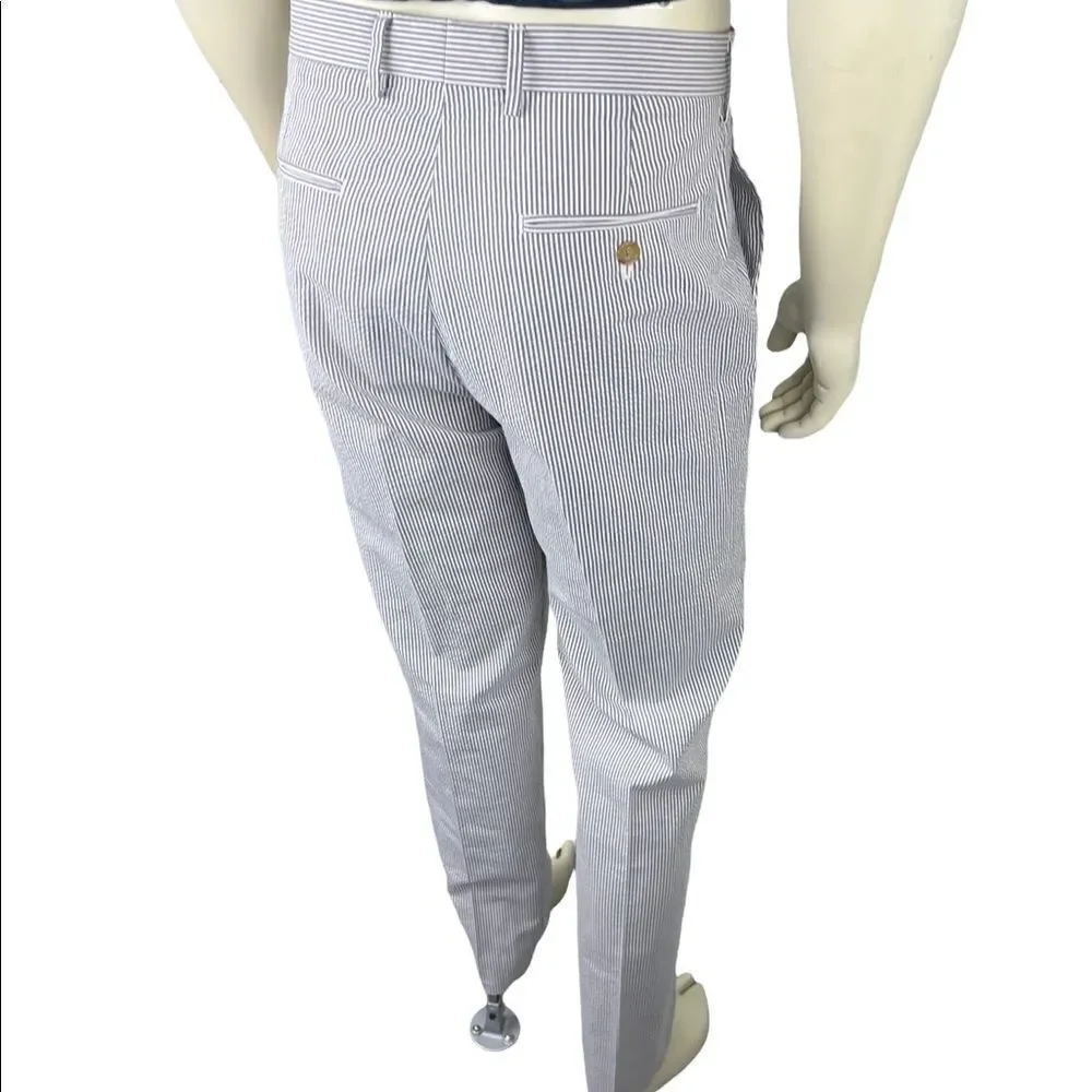 NWOT J. Crew Black/White Classic Seersucker Flat-Front Slacks Size 32
